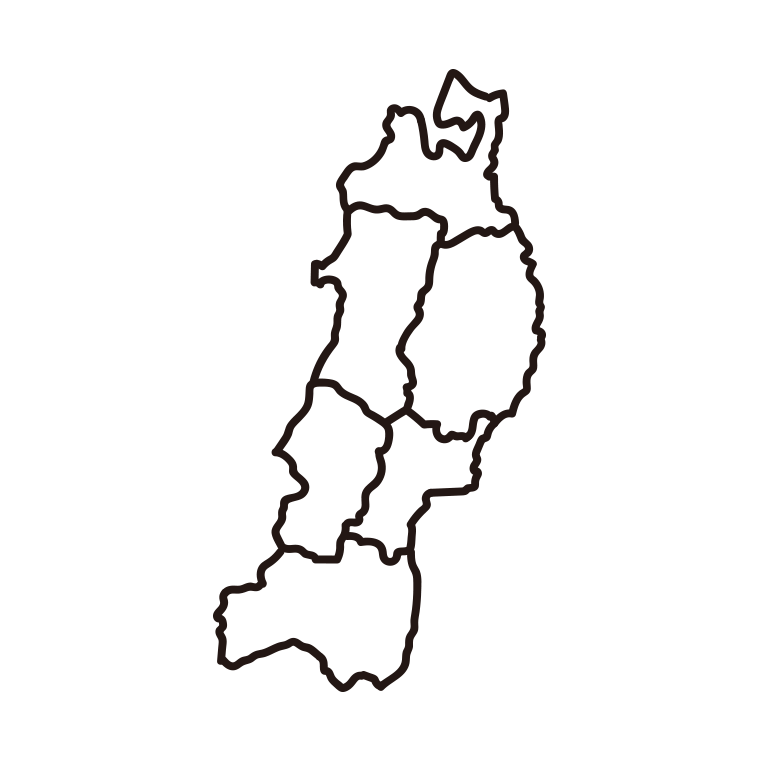 東北地方の地図（簡略版）のイラスト【線のみ】透過PNG
