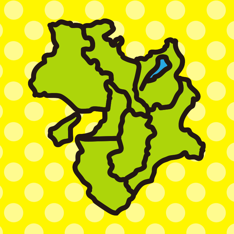 近畿地方の地図（簡略版）のイラスト【色、背景あり】PNG