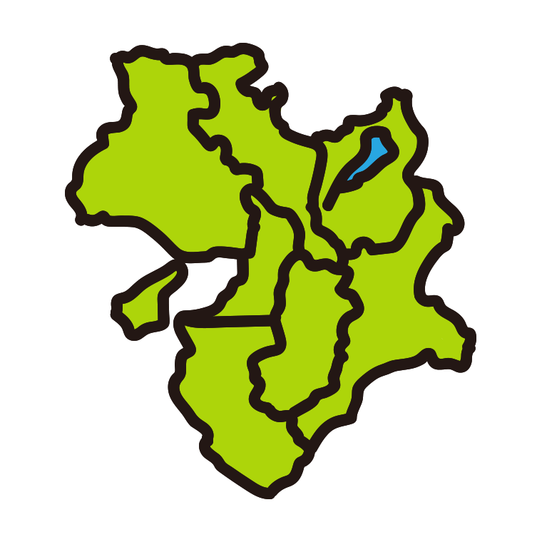 近畿地方の地図（簡略版）のイラスト【色あり、背景なし】透過PNG