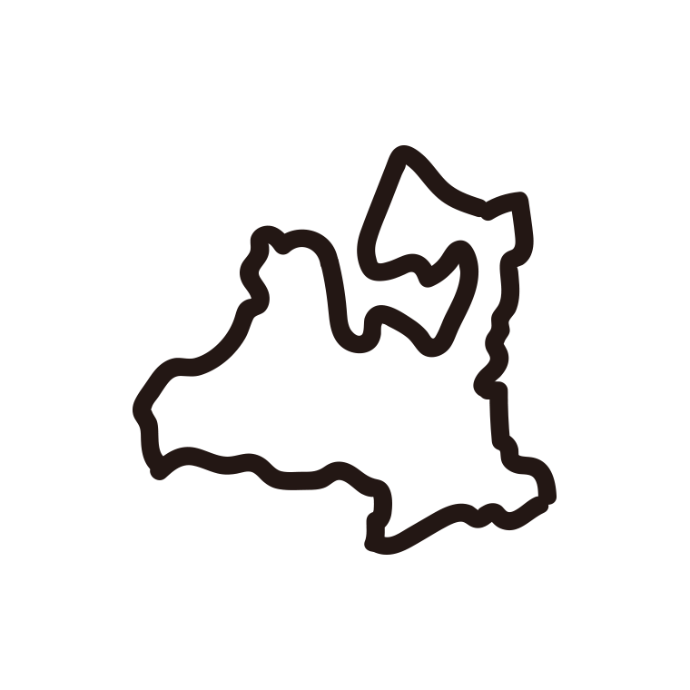 青森県の地図（簡略版）のイラスト【線のみ】透過PNG