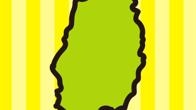 岩手県の地図（簡略版）のイラスト【色、背景あり】PNG