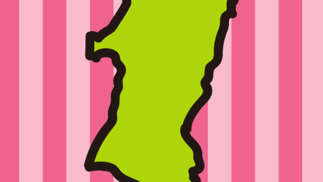 秋田県の地図（簡略版）のイラスト【色、背景あり】PNG