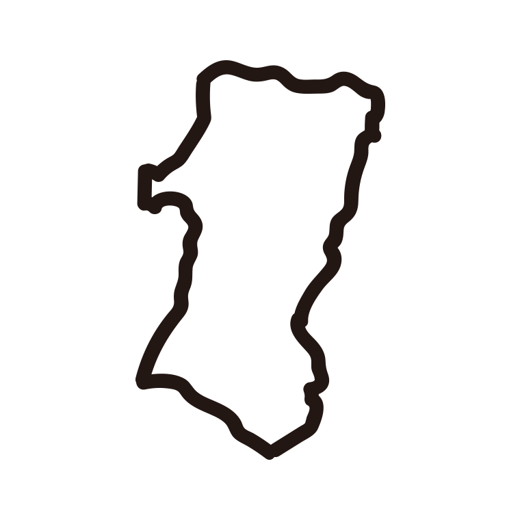 秋田県の地図（簡略版）のイラスト【線のみ】透過PNG