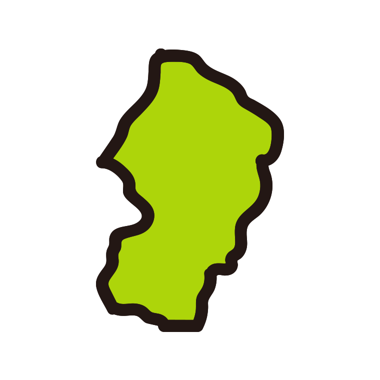 山形県の地図（簡略版）のイラスト【色あり、背景なし】透過PNG