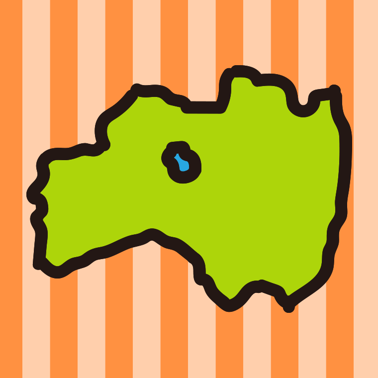 福島県の地図（簡略版）のイラスト【色、背景あり】PNG