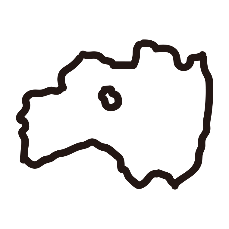 福島県の地図（簡略版）のイラスト【線のみ】透過PNG