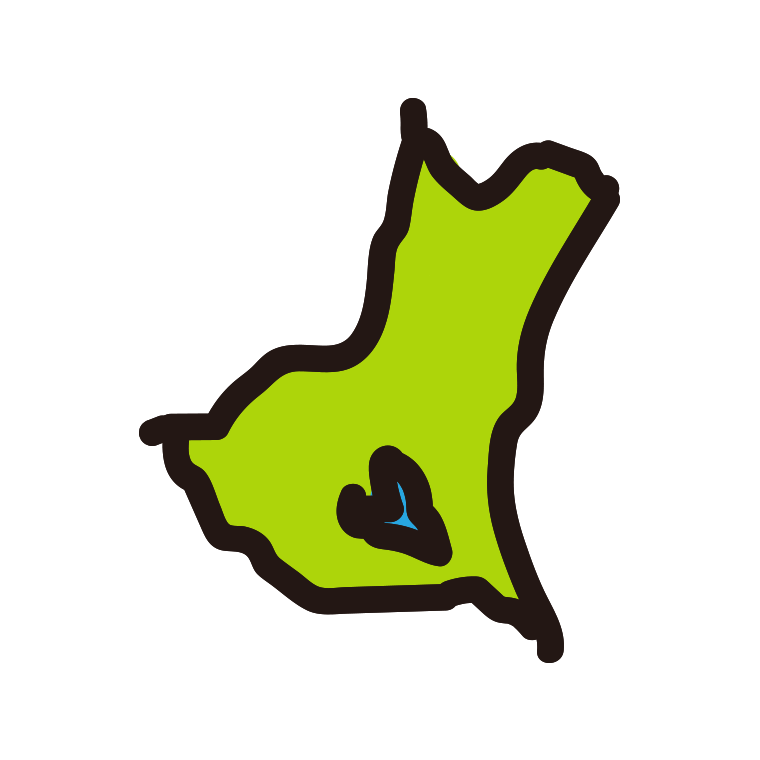 茨城県の地図（簡略版）のイラスト【色あり、背景なし】透過PNG