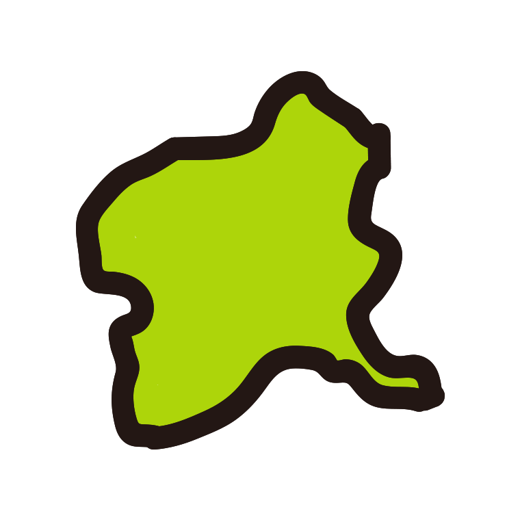 群馬県の地図（簡略版）のイラスト【色あり、背景なし】透過PNG