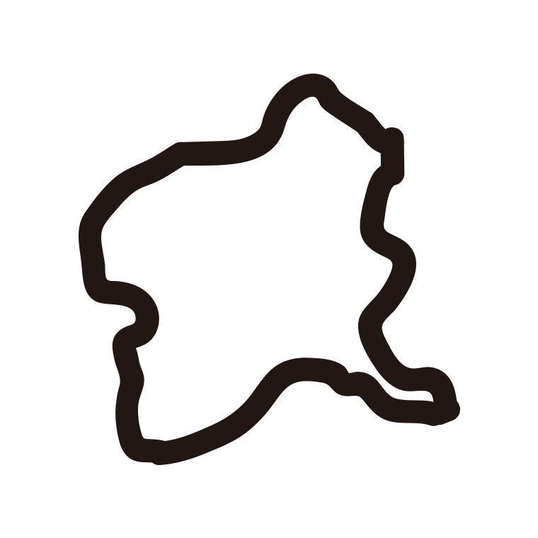 群馬県の地図（簡略版）のイラスト【線のみ】透過PNG