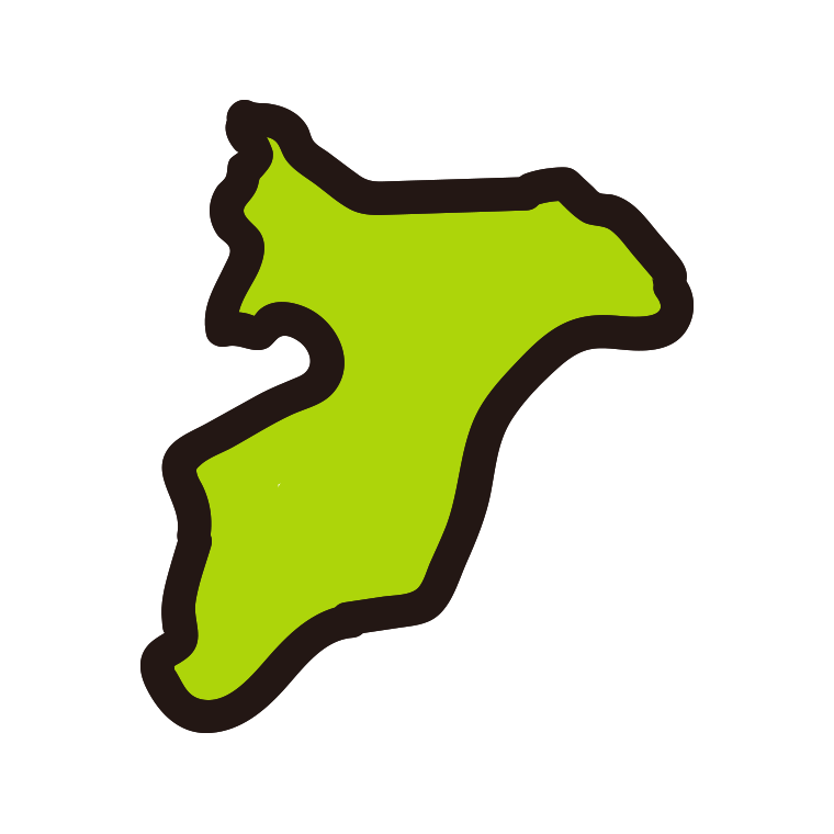 千葉県の地図（簡略版）のイラスト【色あり、背景なし】透過PNG