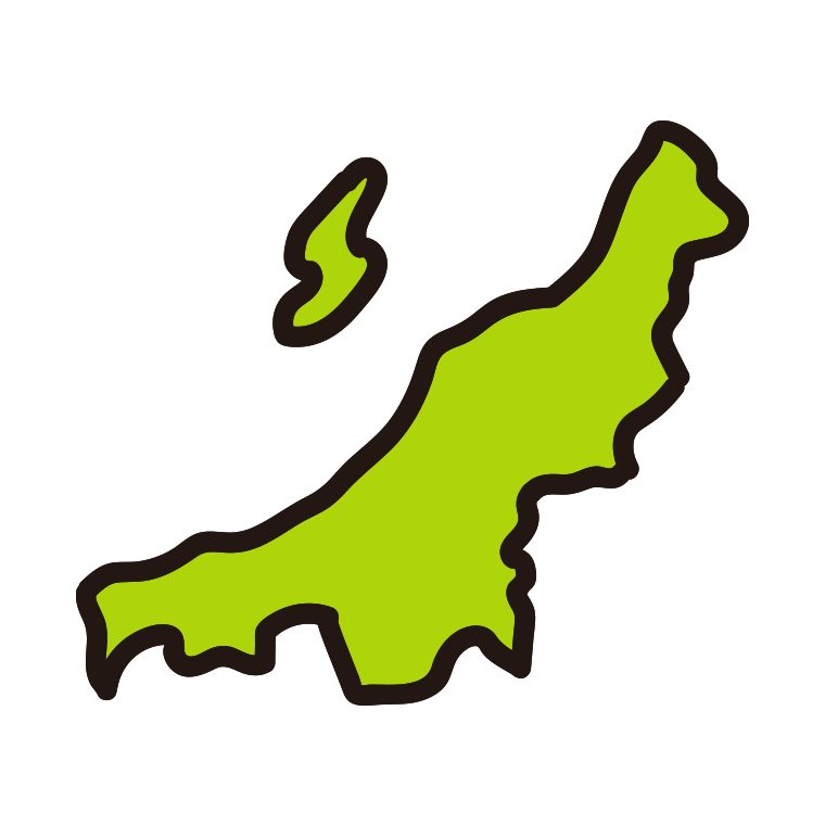 新潟県の地図（簡略版）のイラスト【色あり、背景なし】透過PNG