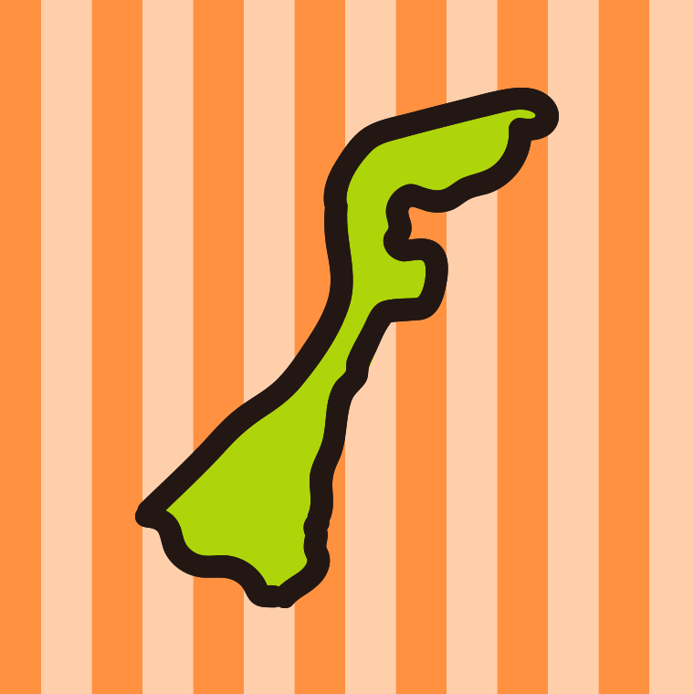 石川県の地図（簡略版）のイラスト【色、背景あり】PNG