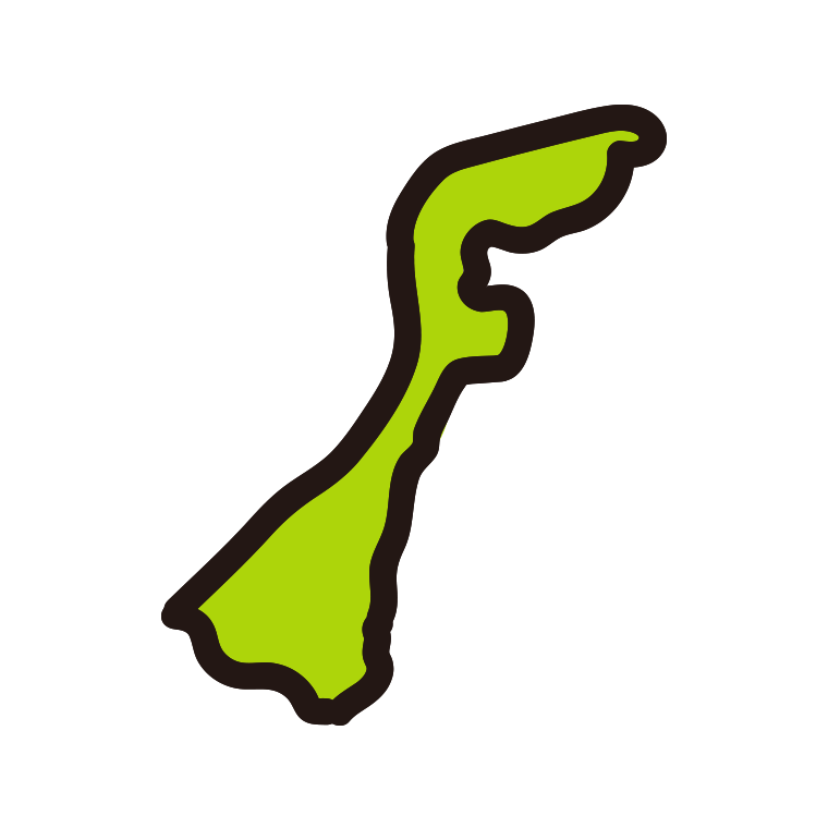 石川県の地図（簡略版）のイラスト【色あり、背景なし】透過PNG