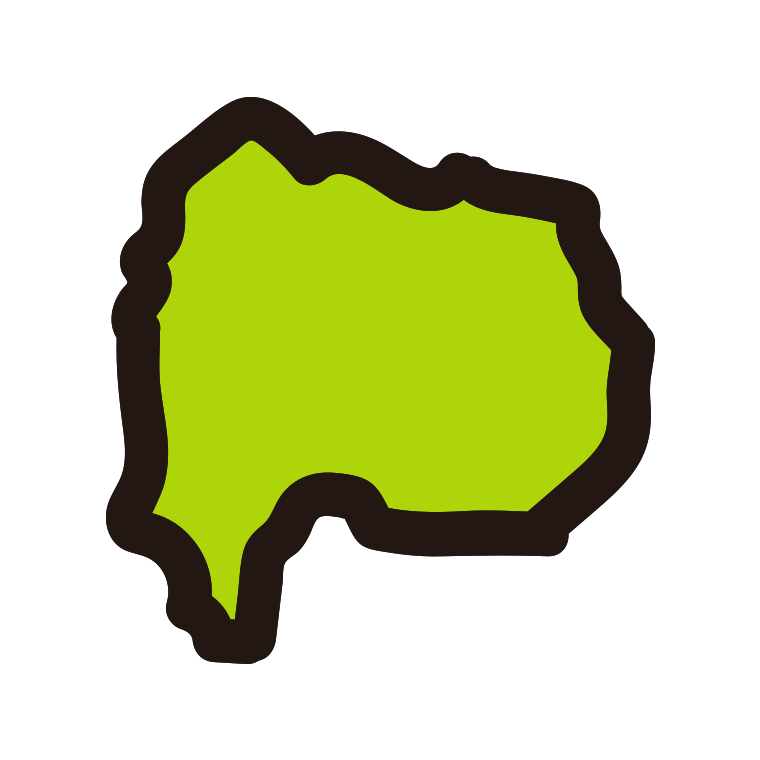 山梨県の地図（簡略版）のイラスト【色あり、背景なし】透過PNG