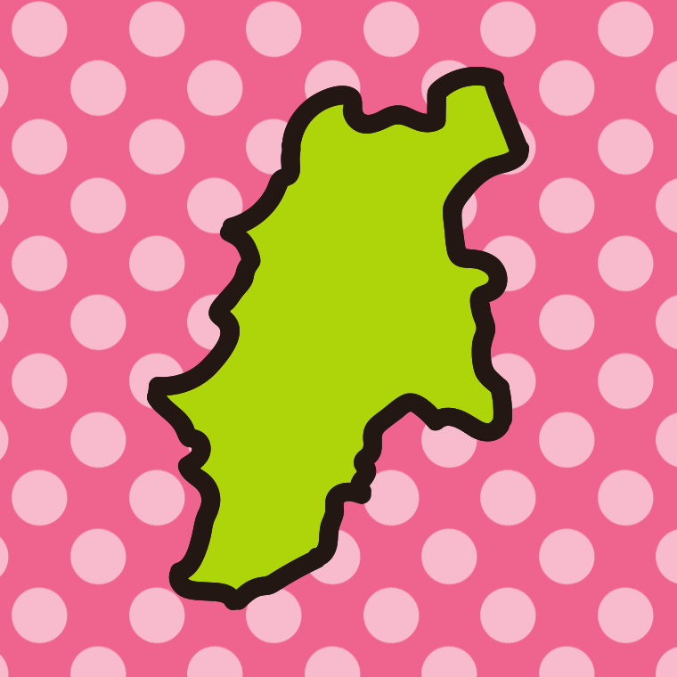 長野県の地図（簡略版）のイラスト【色、背景あり】PNG