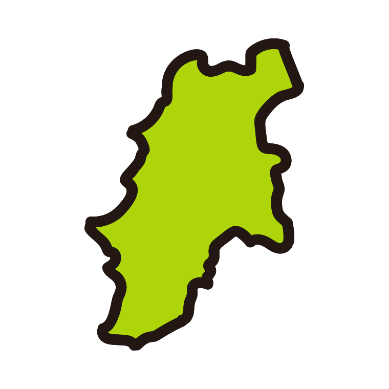 長野県の地図（簡略版）のイラスト【色あり、背景なし】透過PNG