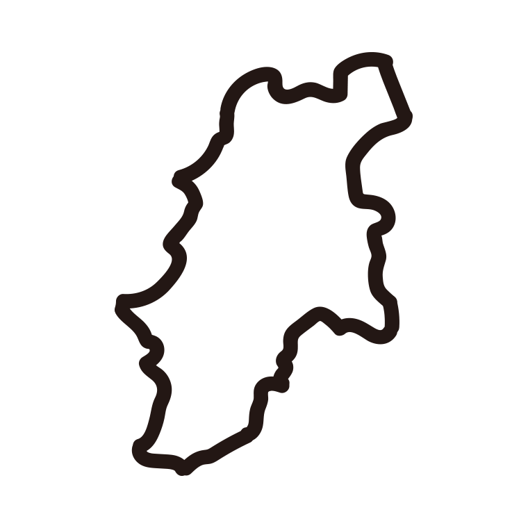 長野県の地図（簡略版）のイラスト【線のみ】透過PNG