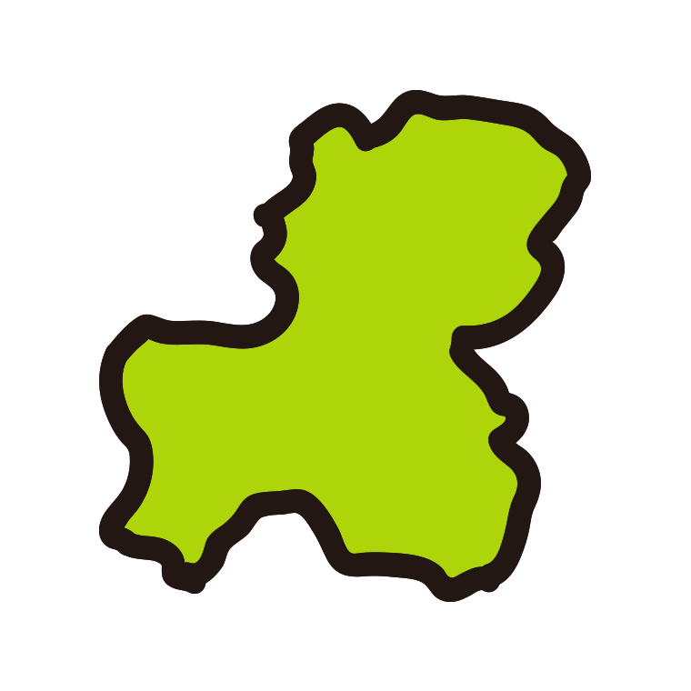 岐阜県の地図（簡略版）のイラスト【色あり、背景なし】透過PNG