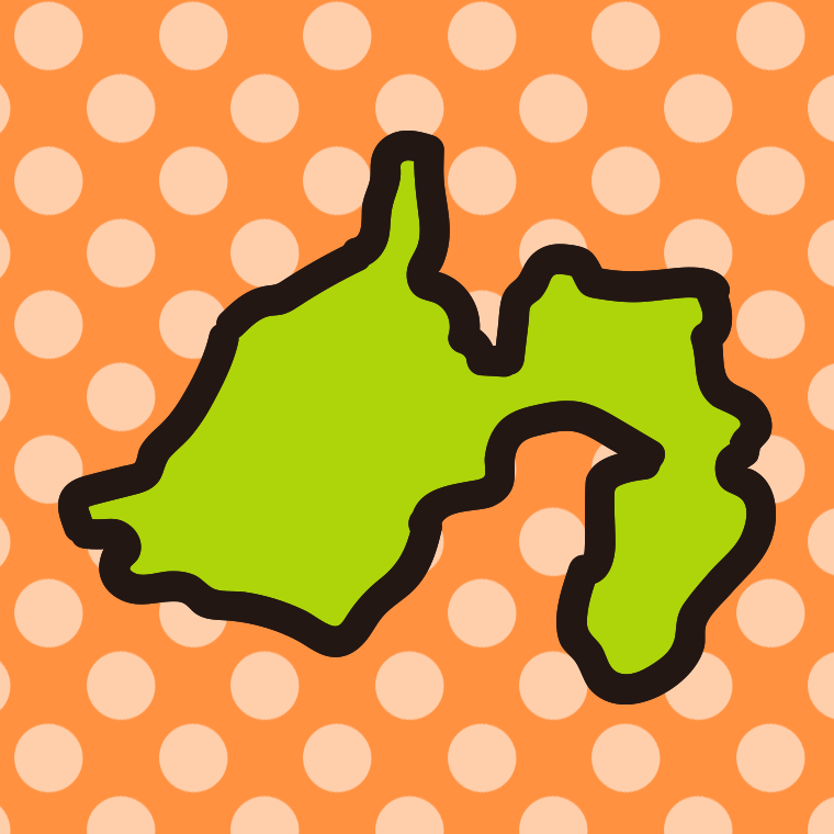 静岡県の地図（簡略版）のイラスト【色、背景あり】PNG