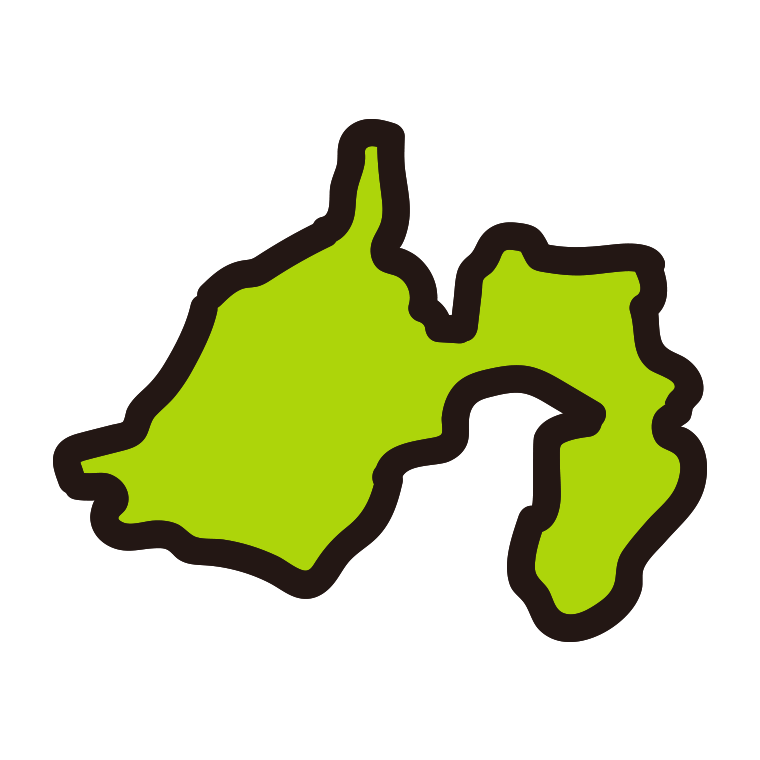 静岡県の地図（簡略版）のイラスト【色あり、背景なし】透過PNG