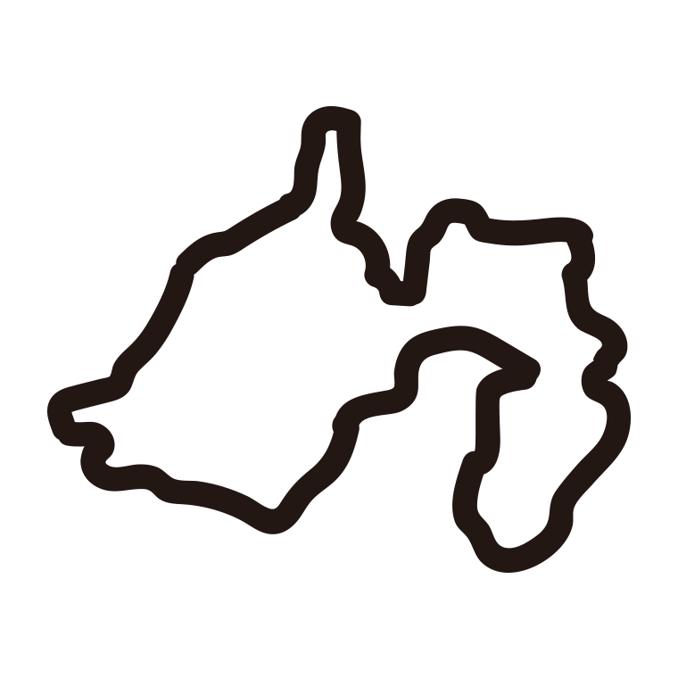 静岡県の地図（簡略版）のイラスト【線のみ】透過PNG