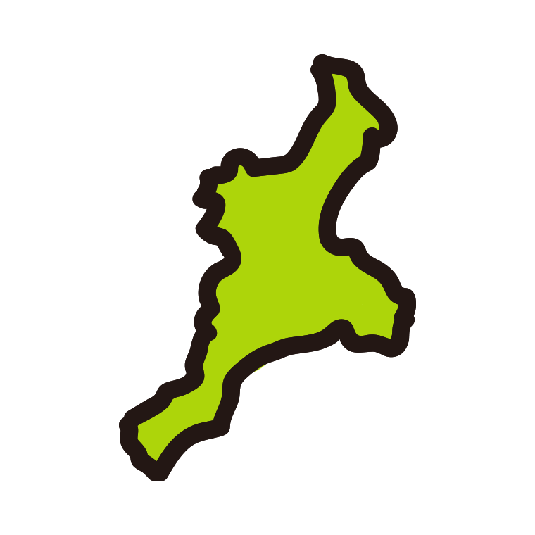 三重県の地図（簡略版）のイラスト【色あり、背景なし】透過PNG