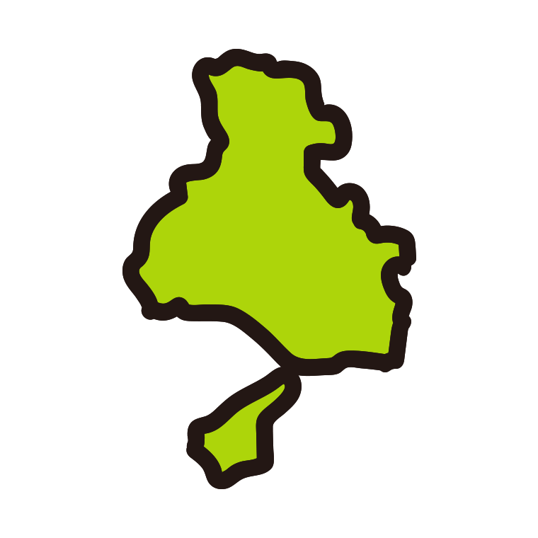 兵庫県の地図（簡略版）のイラスト【色あり、背景なし】透過PNG