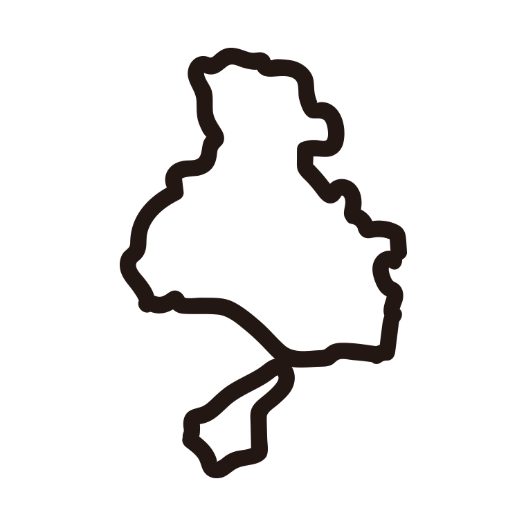 兵庫県の地図（簡略版）のイラスト【線のみ】透過PNG
