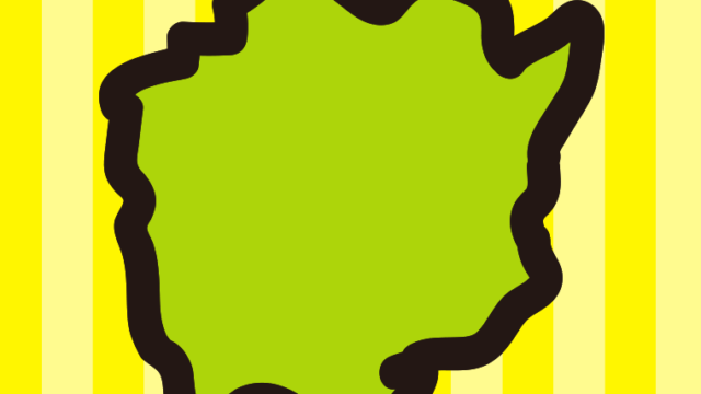 岡山県の地図（簡略版）のイラスト【色、背景あり】PNG