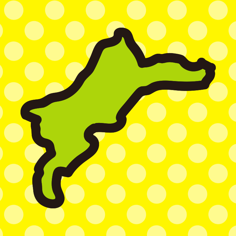 愛媛県の地図（簡略版）のイラスト【色、背景あり】PNG