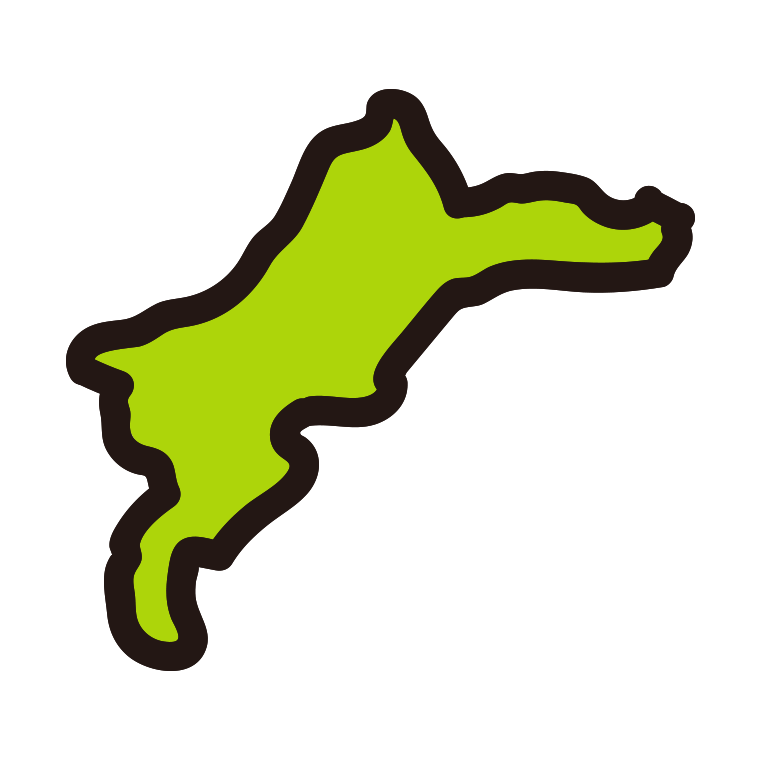 愛媛県の地図（簡略版）のイラスト【色あり、背景なし】透過PNG