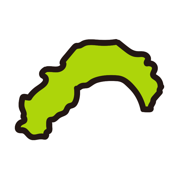高知県の地図（簡略版）のイラスト【色あり、背景なし】透過PNG