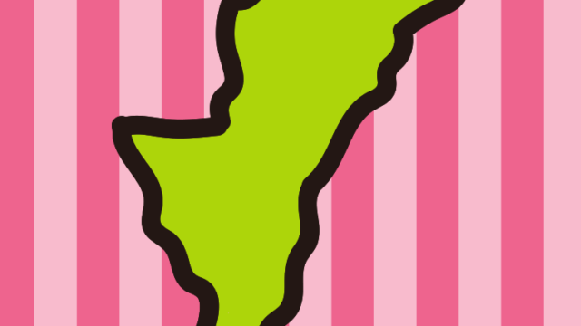 宮崎県の地図（簡略版）のイラスト【色、背景あり】PNG