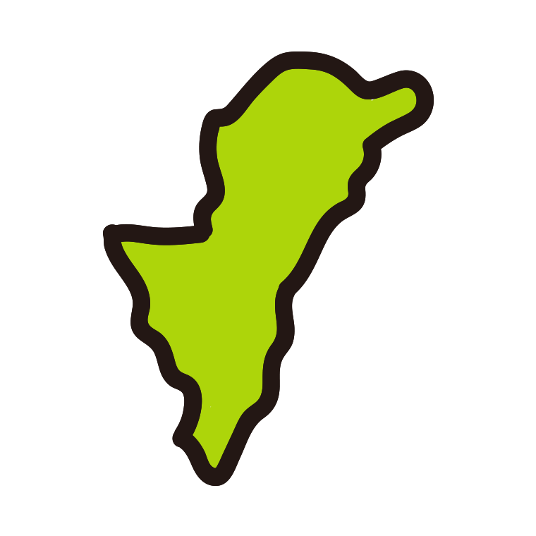 宮崎県の地図（簡略版）のイラスト【色あり、背景なし】透過PNG