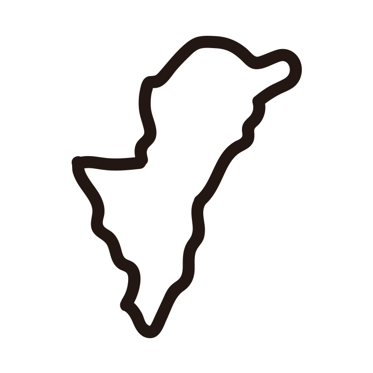 宮崎県の地図（簡略版）のイラスト【線のみ】透過PNG