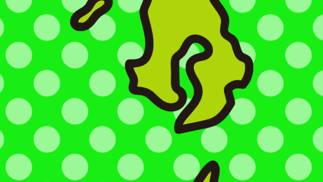 鹿児島県の地図（簡略版）のイラスト【色、背景あり】PNG
