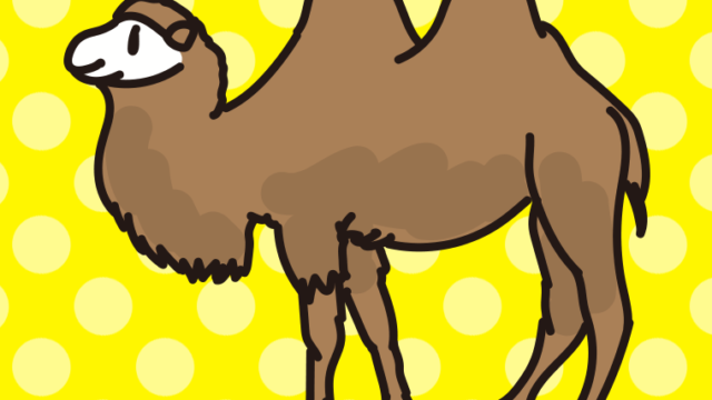 フタコブラクダのイラスト【色、背景あり】PNG