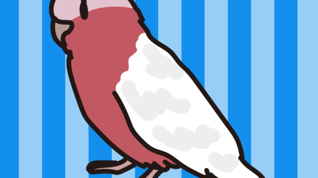 モモイロインコのイラスト【色、背景あり】PNG