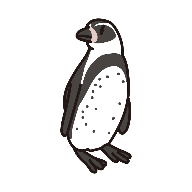 フンボルトペンギンのイラスト【色あり、背景なし】透過PNG