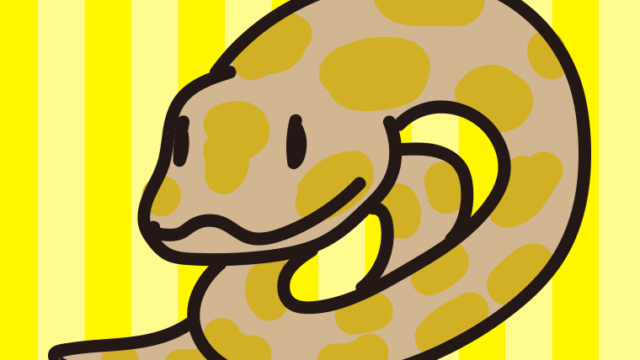 ビルマニシキヘビのイラスト【色、背景あり】PNG