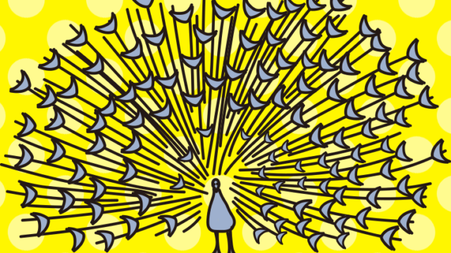 シロクジャクのイラスト【色、背景あり】PNG