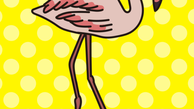 コフラミンゴのイラスト【色、背景あり】PNG