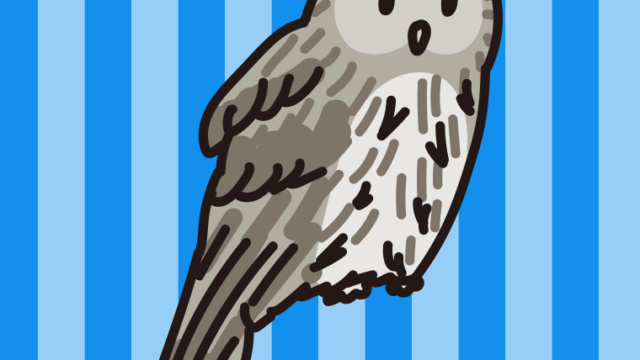 ホンドフクロウのイラスト【色、背景あり】PNG