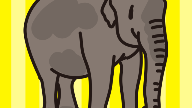 アジアゾウのイラスト【色、背景あり】PNG