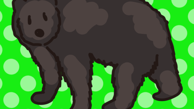 ニホンツキノワグマのイラスト【色、背景あり】PNG