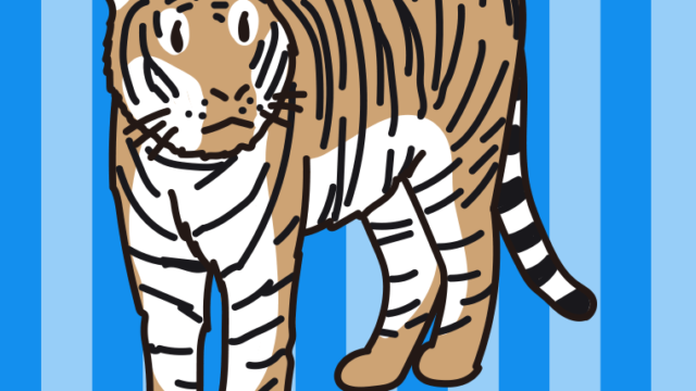 トラのイラスト【色、背景あり】PNG