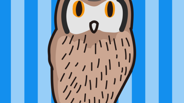 オオコノハズクのイラスト【色、背景あり】PNG