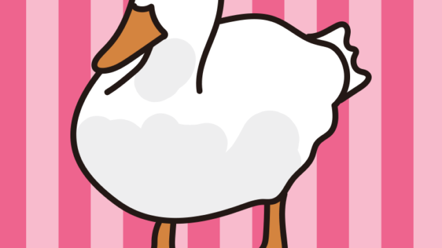 アヒルのイラスト【色、背景あり】PNG