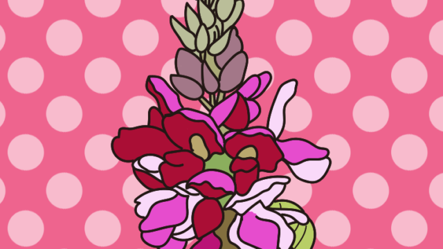 秋の七草・葛（くず）のイラスト【色、背景あり】PNG