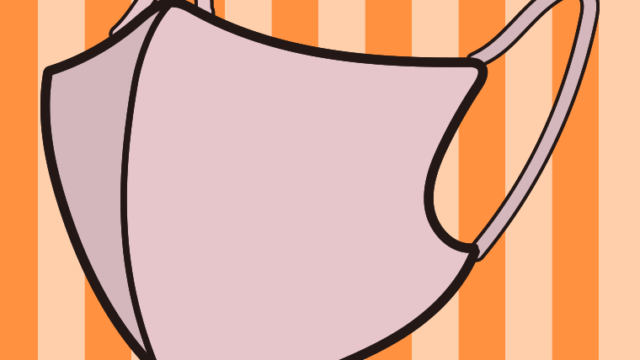 不織布マスク（女性用）のイラスト【色、背景あり】PNG